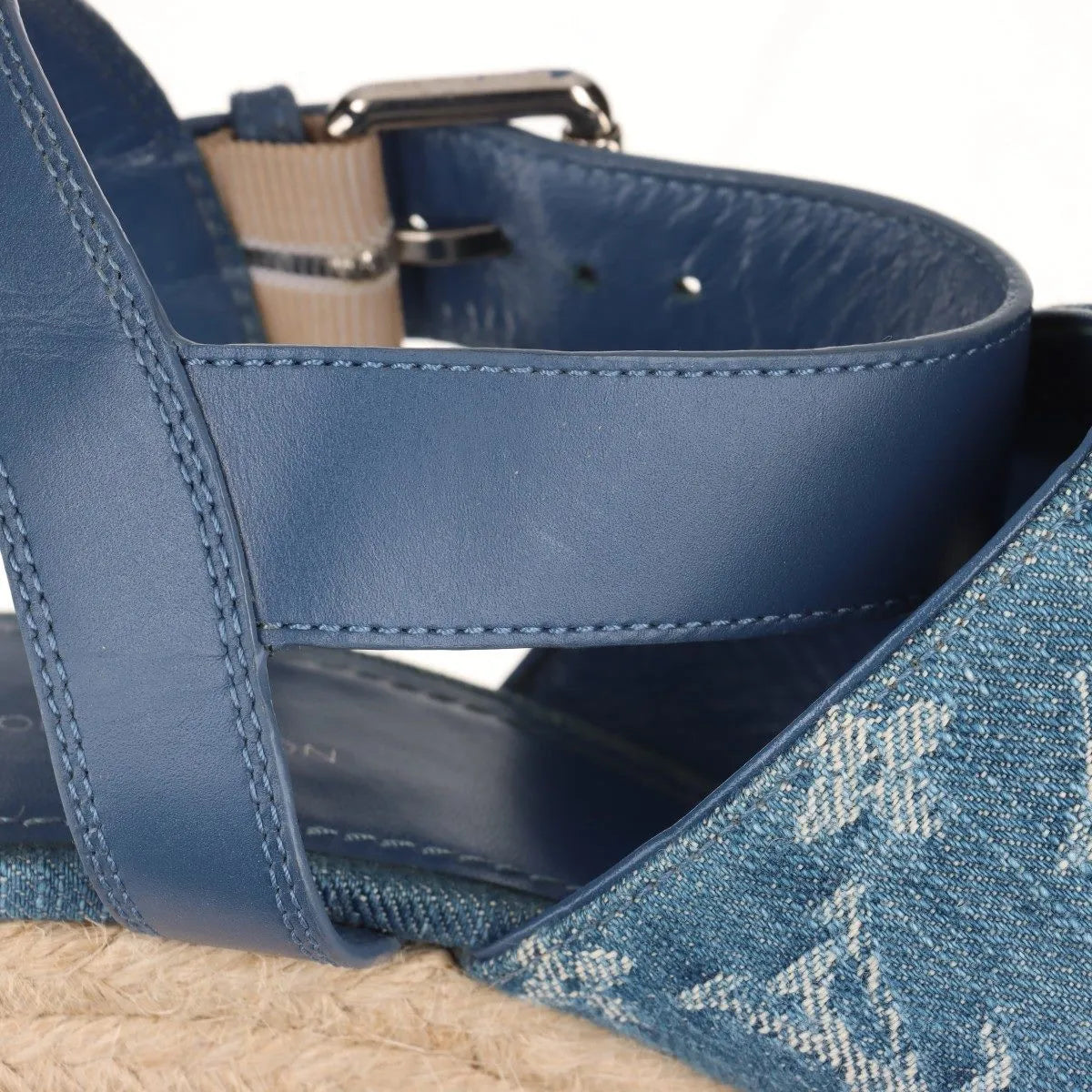 Louis Vuitton Monogram Starboard Denim Wedge Sandal Blue