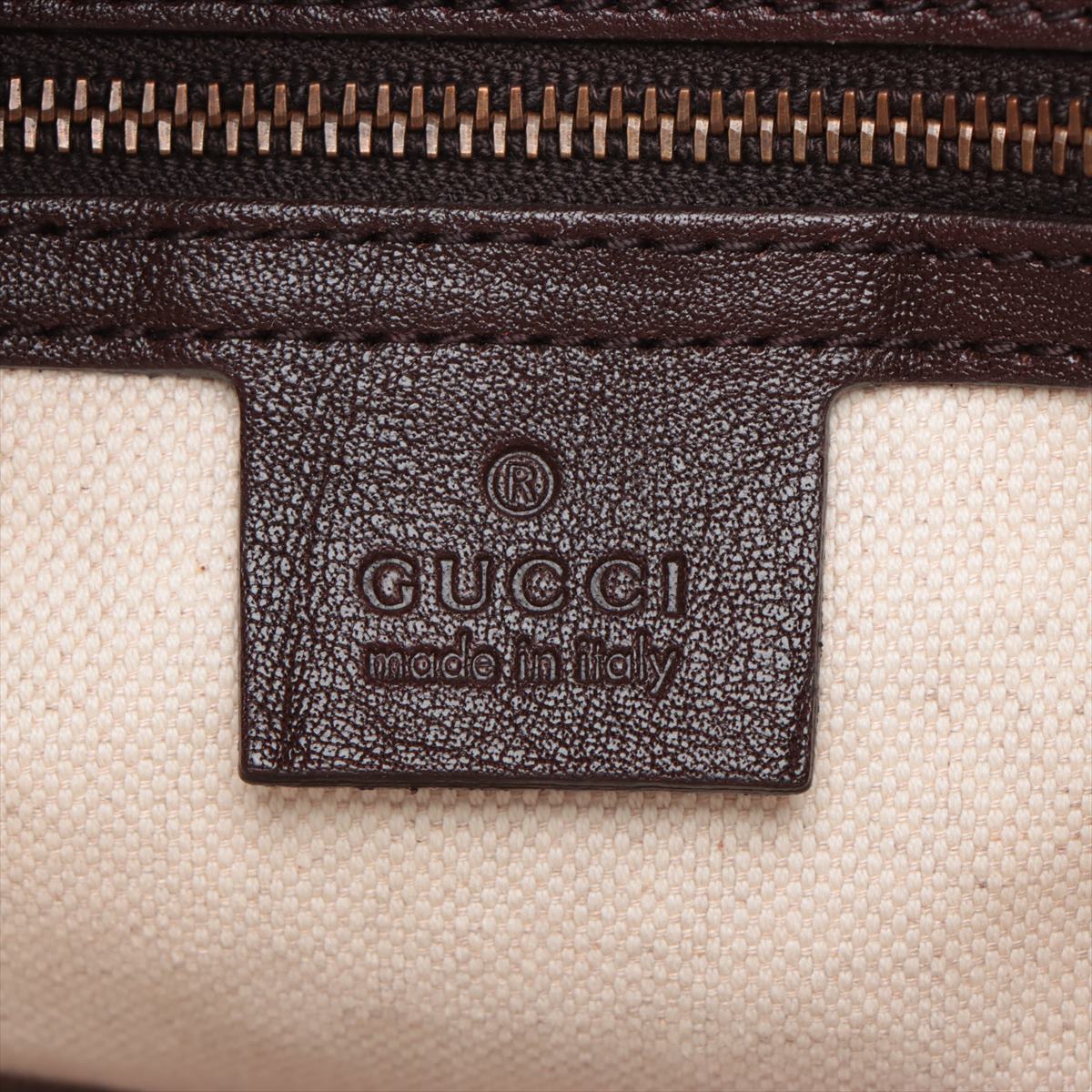 Gucci GG Canvas Leather Shoulder Bag Beige×Brown