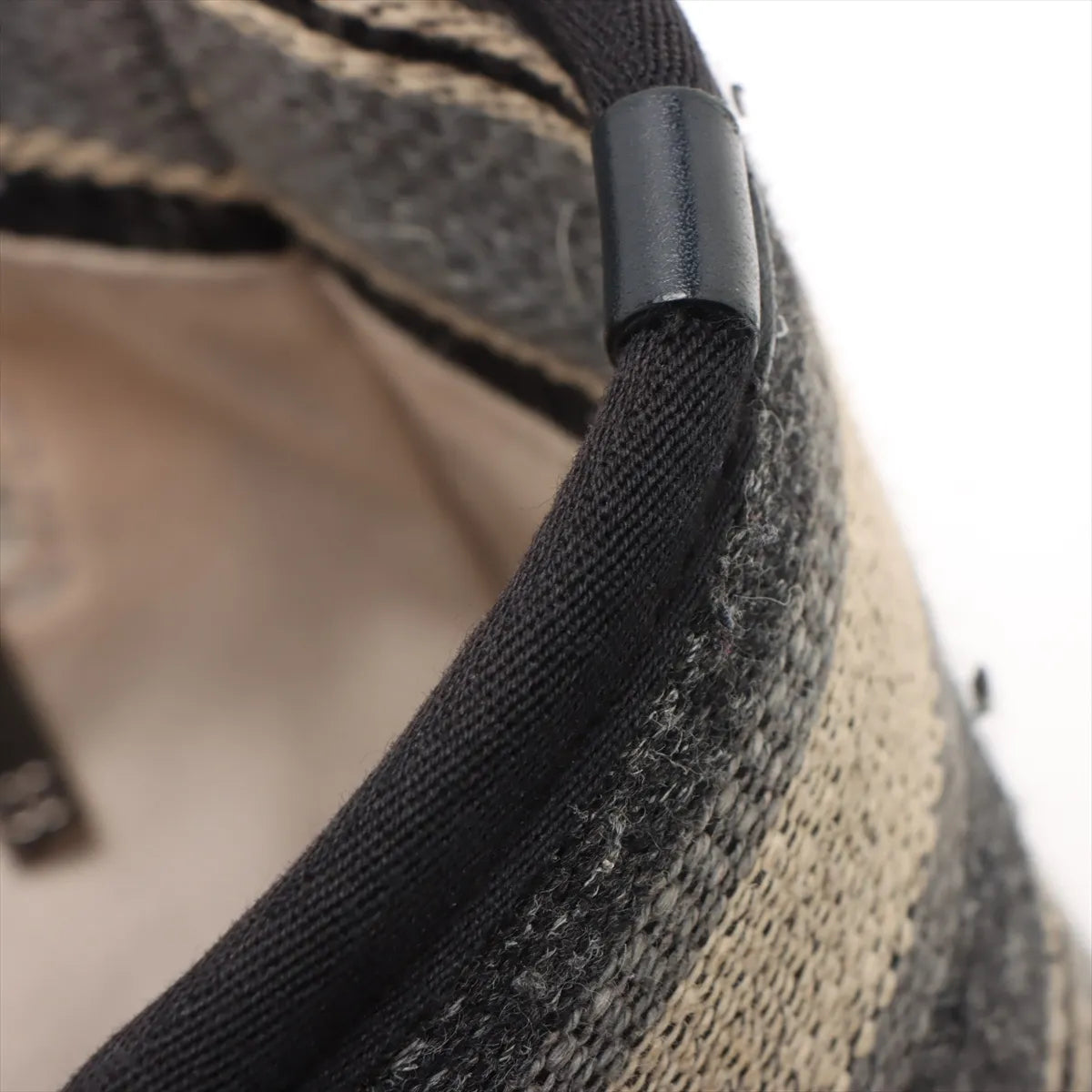 Chanel Deauville Canvas Leather Stripe Chain Tote Bag MM Black x Gray x Beige