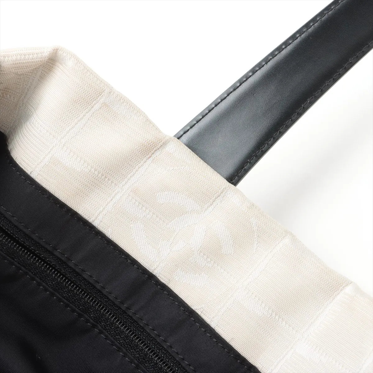 Chanel CC Logo Travel Line Nylon x Leather Tote Bag Beige x Black