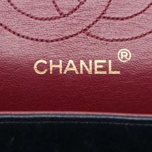 Chanel Matelassé Lambskin Leather Medium Double Flap Chain Shoulder Bag Navy Blue