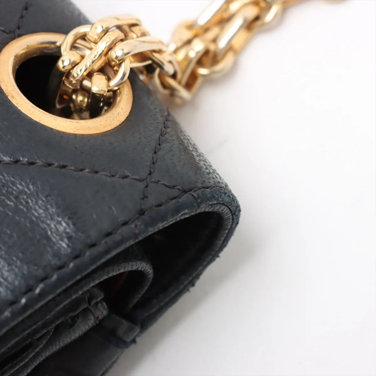 Chanel CC Logo Matelasse Lambskin Double Flap Double Chain Bag Navy Blue