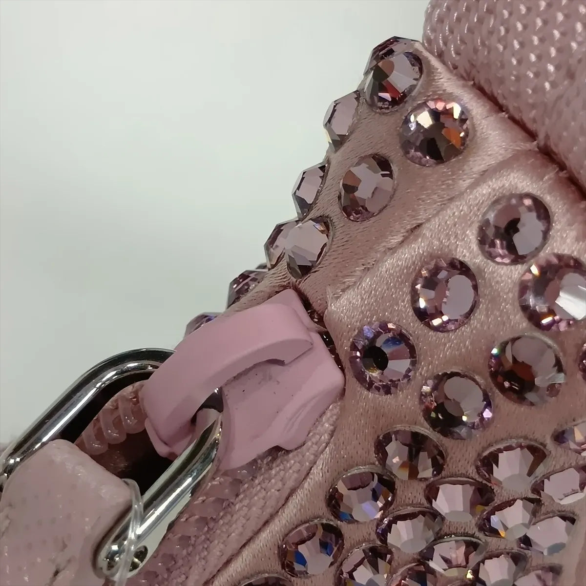 Prada Re-edition Satin x Rhinestone Shoulder Bag Pink