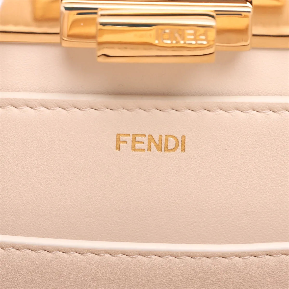 Fendi Peekaboo ISeeU Medium Leather Embroidery Two-Way Handbag Beige