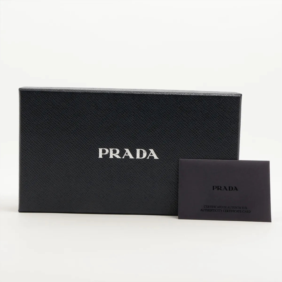 Prada Saffiano Leather Zip Round Wallet Gray
