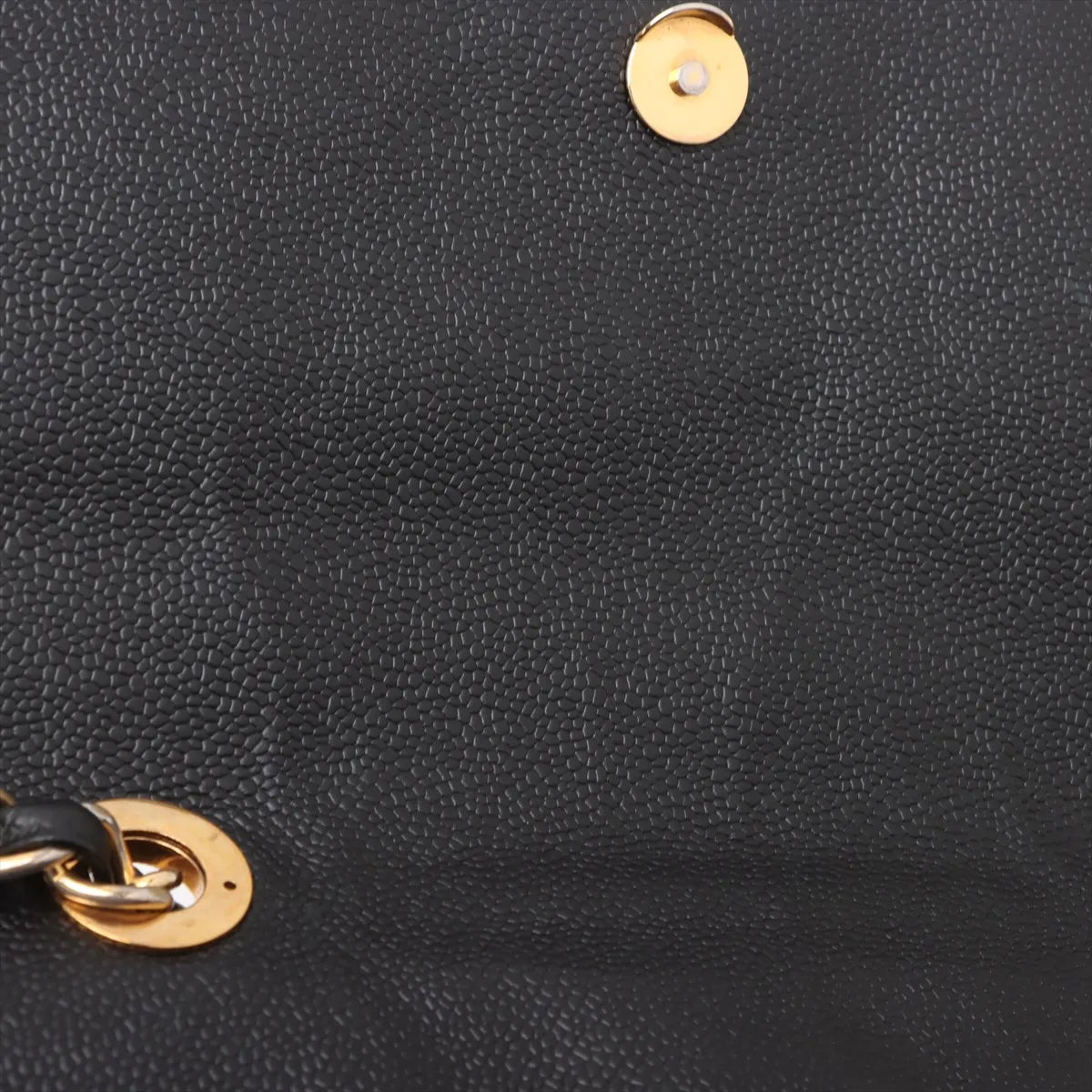 Chanel CC Logo Caviar Skin Single Flap Double Chain Bag Black