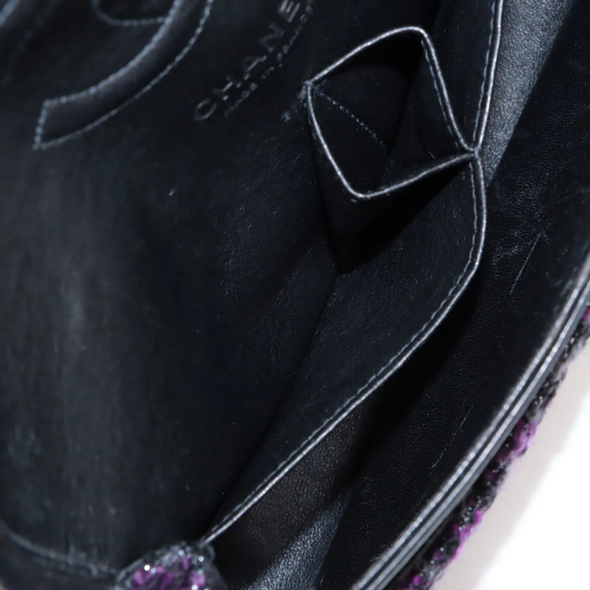 Chanel CC Logo Matelasse 25 Tweed Double Flap Double Chain Bag Purple x Black *PREORDER*