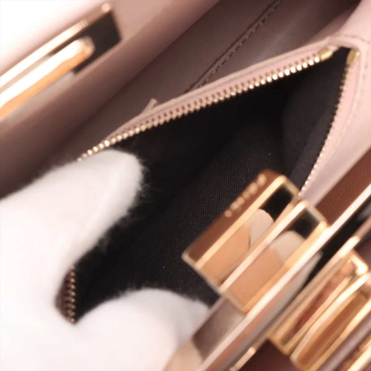 Fendi Mini Peekaboo Leather Studs Two-Way Handbag Pink