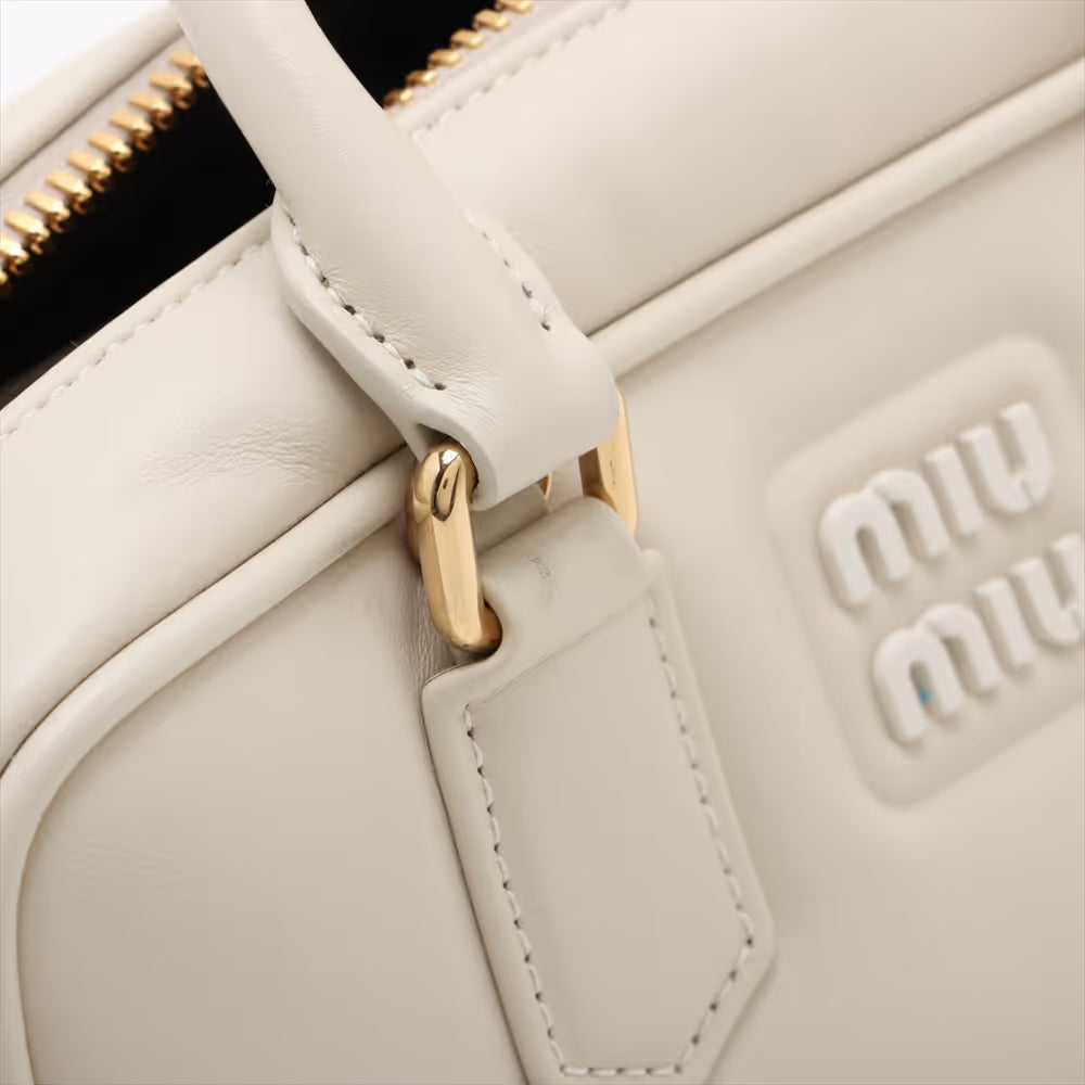 Miu Miu Arcadie Leather Two-Way Handbag White