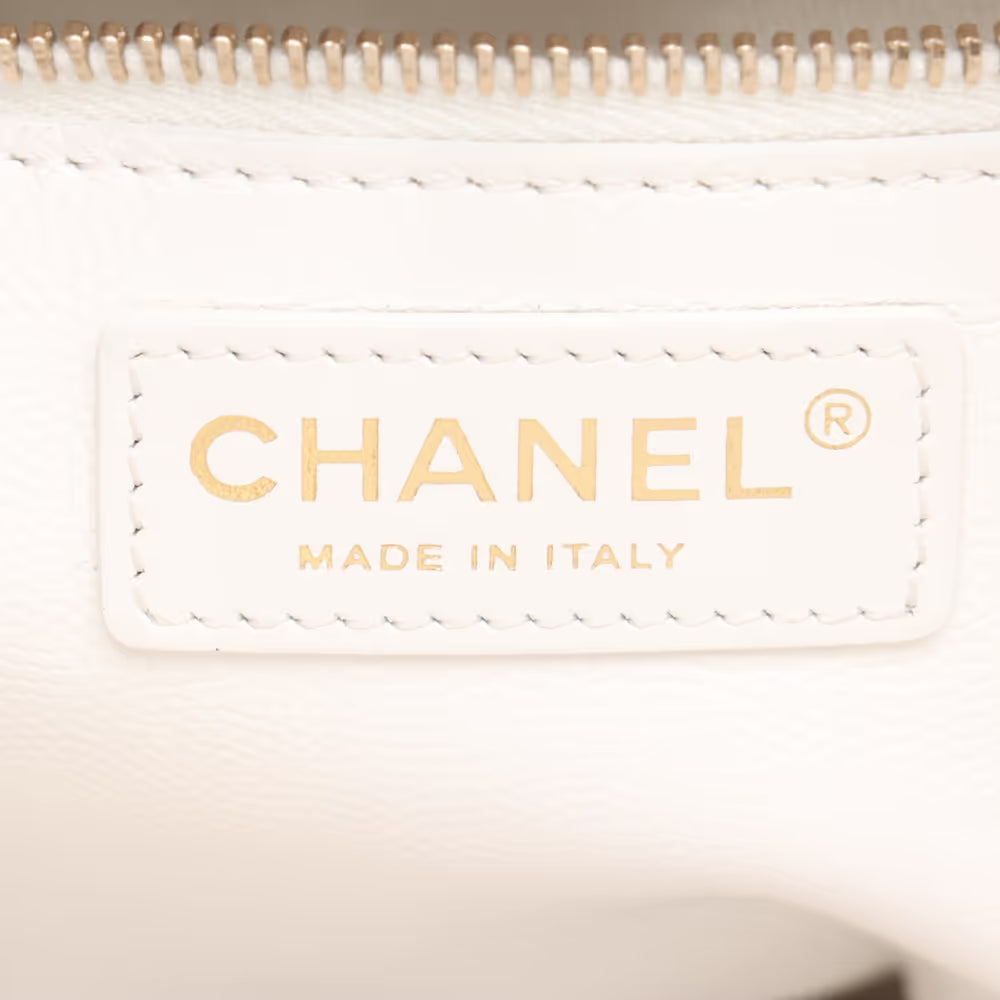 Chanel CC Logo Matelasse Caviar Skin Chain Tote Bag White
