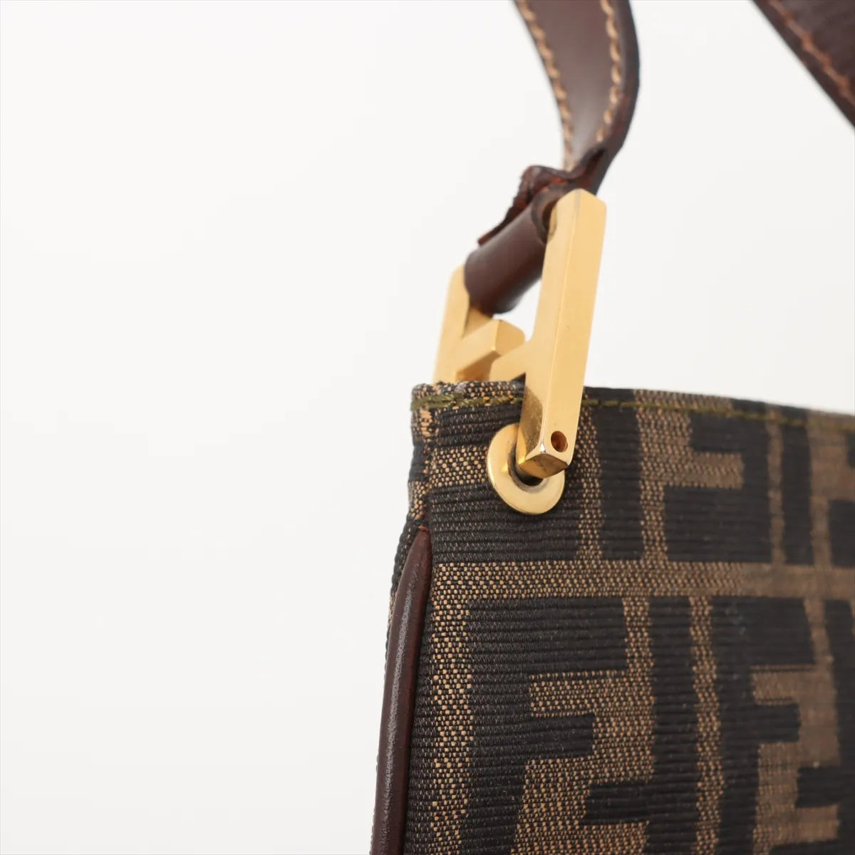 Fendi Zucca Canvas Leather Shoulder Bag Brown