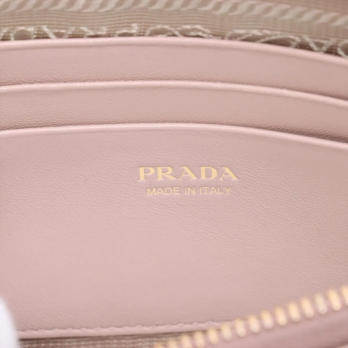 Prada Nappa Impuntu Leather Chain Wallet Pink Beige