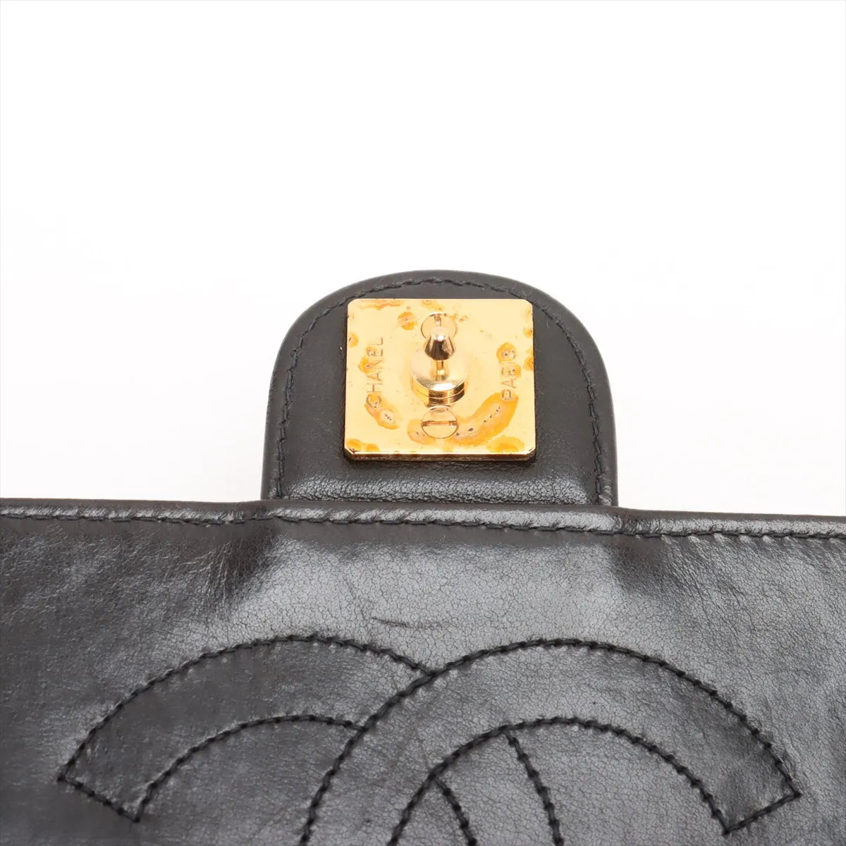 Chanel CC Logo Matelasse Lambskin Chain Shoulder Bag Black