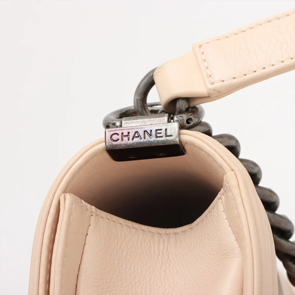 Chanel Boy Chanel 20 Small Lambskin Chain Shoulder Bag Beige