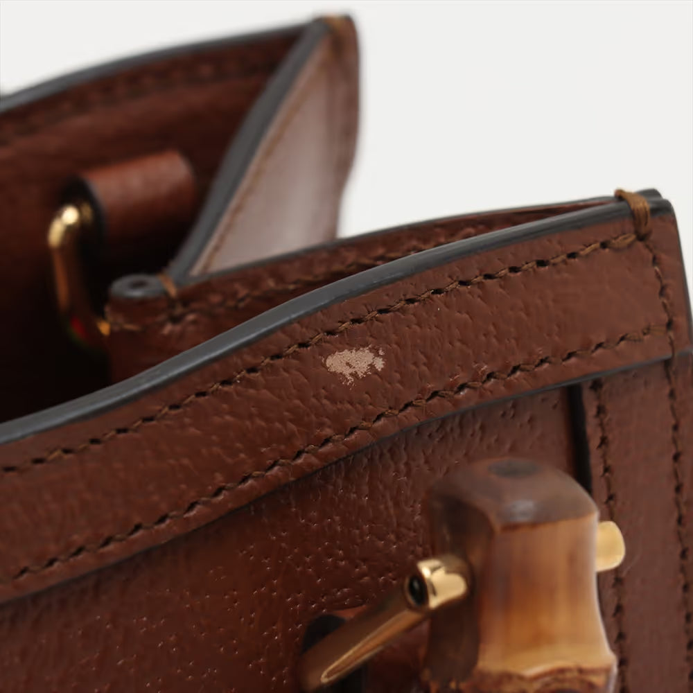 Gucci Bamboo Diana Leather Two-Way Handbag Brown