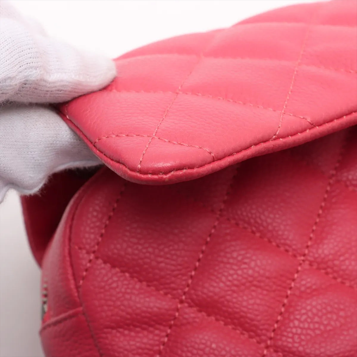 Chanel CC Logo Matelasse Single Flap Double Chain Bag Red