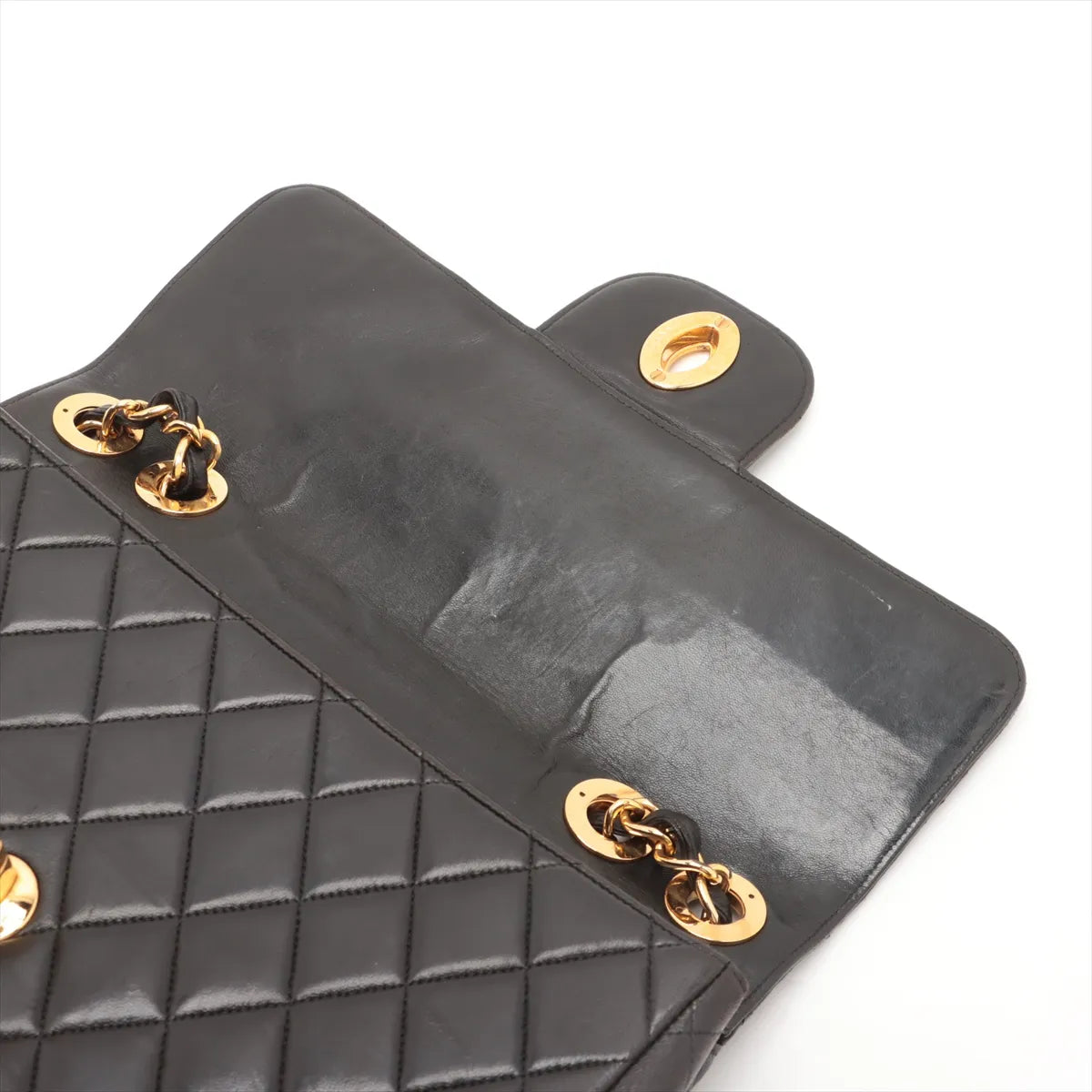 Chanel Dekamatrasse 30 Large Lambskin Double Flap Double Chain Bag Black