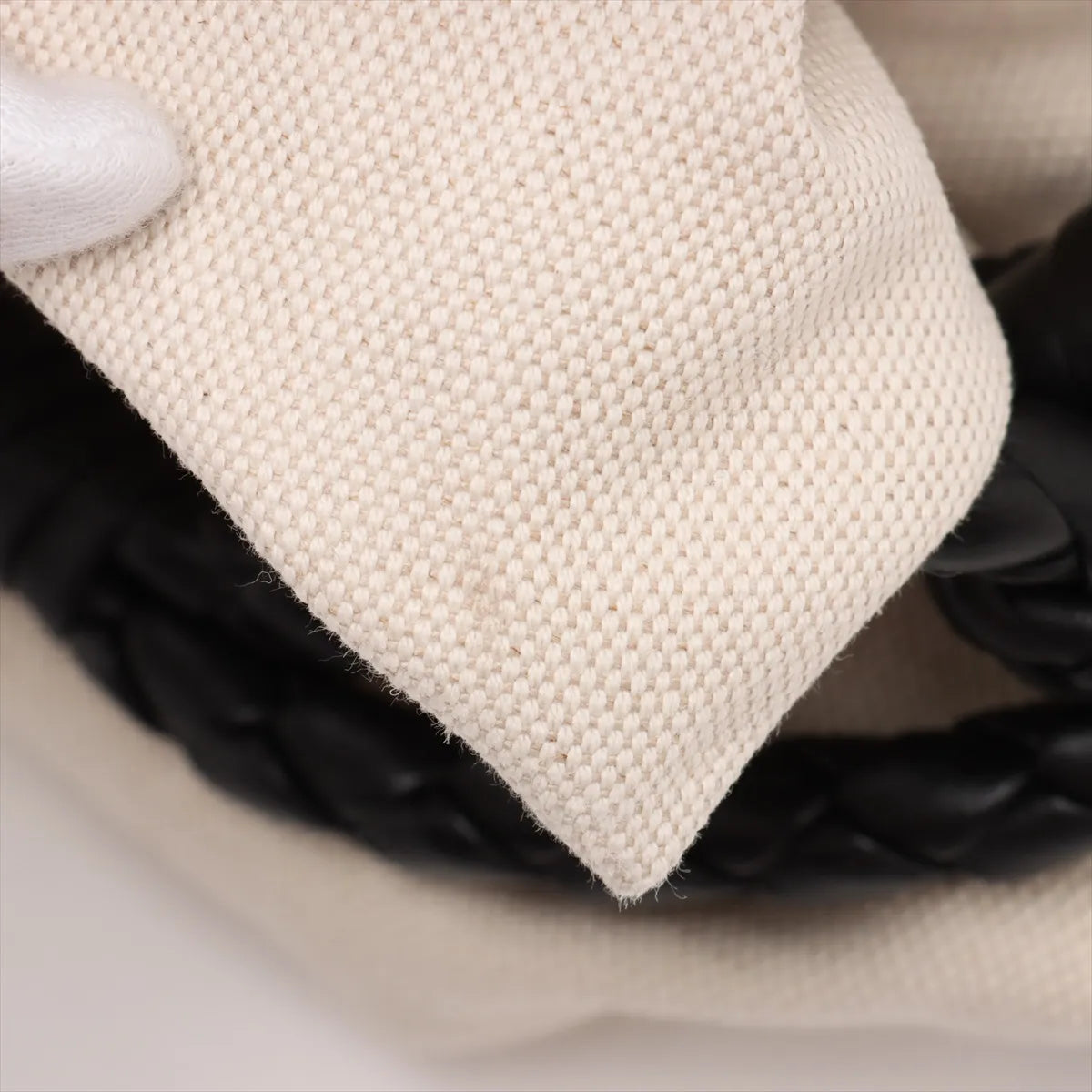 Bottega Veneta Vintage Canvas Leather Shoulder Bag Beige