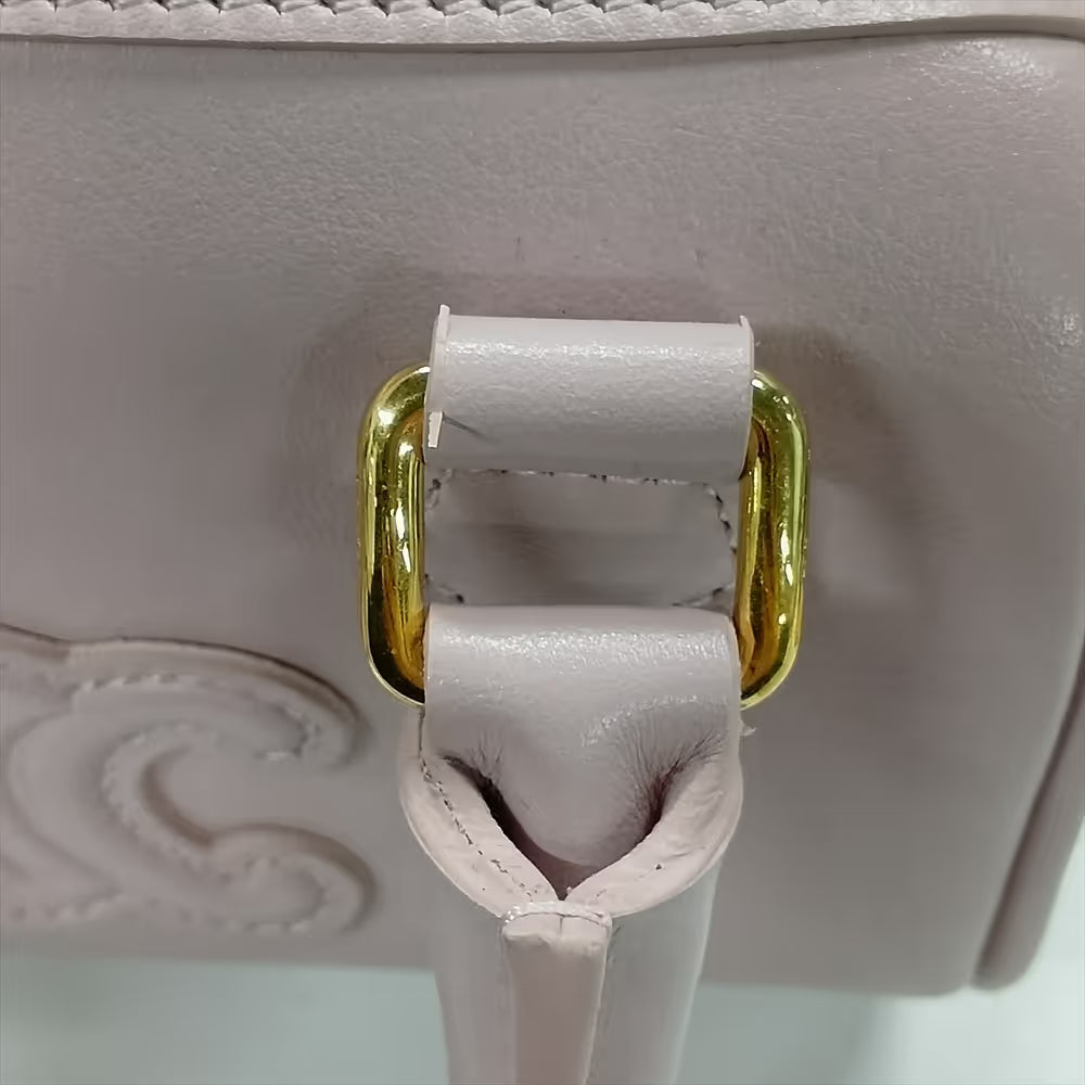 Celine Triomphe Mini Boston Leather Two-Way Handbag Pink