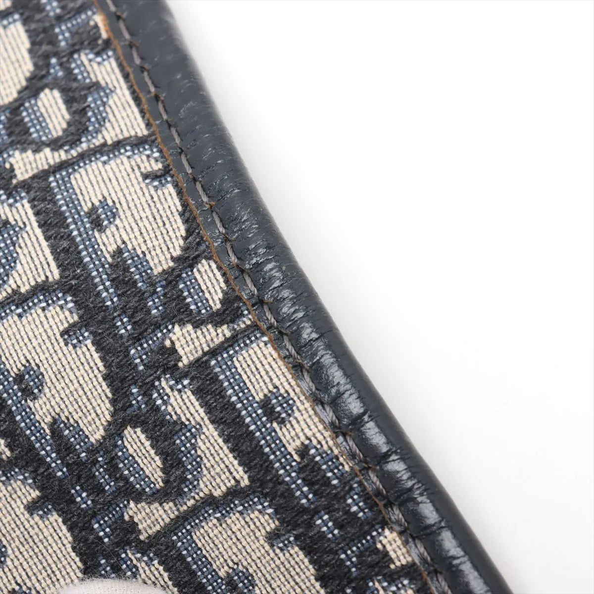 Christian Dior Oblique Canvas Leather Two-Way Clutch Bag Navy Blue