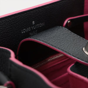 Authentic Louis Vuitton LV Logo Lockme Bucket Shoulder Bag Black Fuchsia