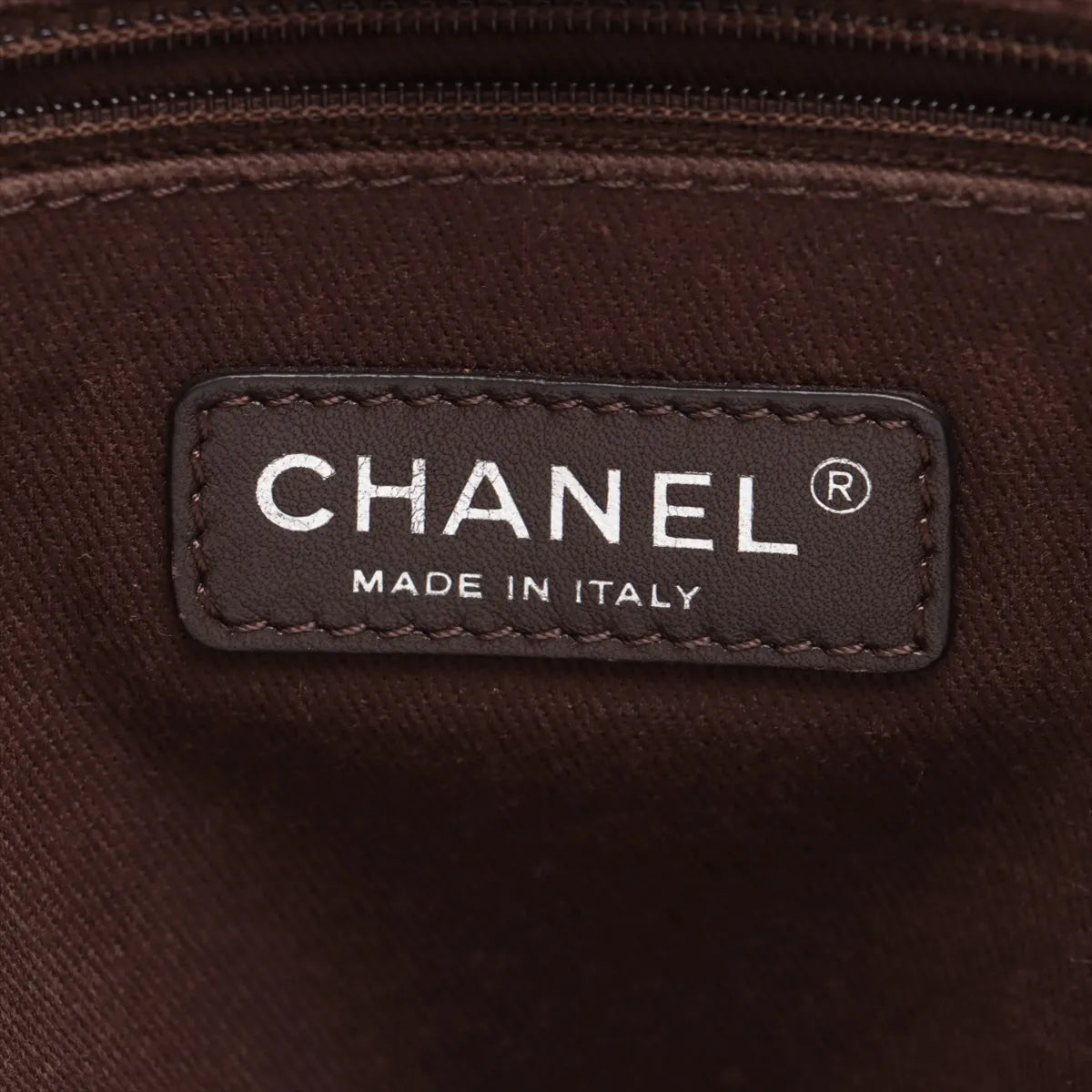 Chanel Deauville MM Canvas Leather Chain Tote Bag Beige