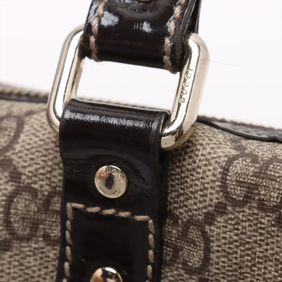 Gucci GG Supreme Canvas Heart Patches Boston Bag Beige x Brown