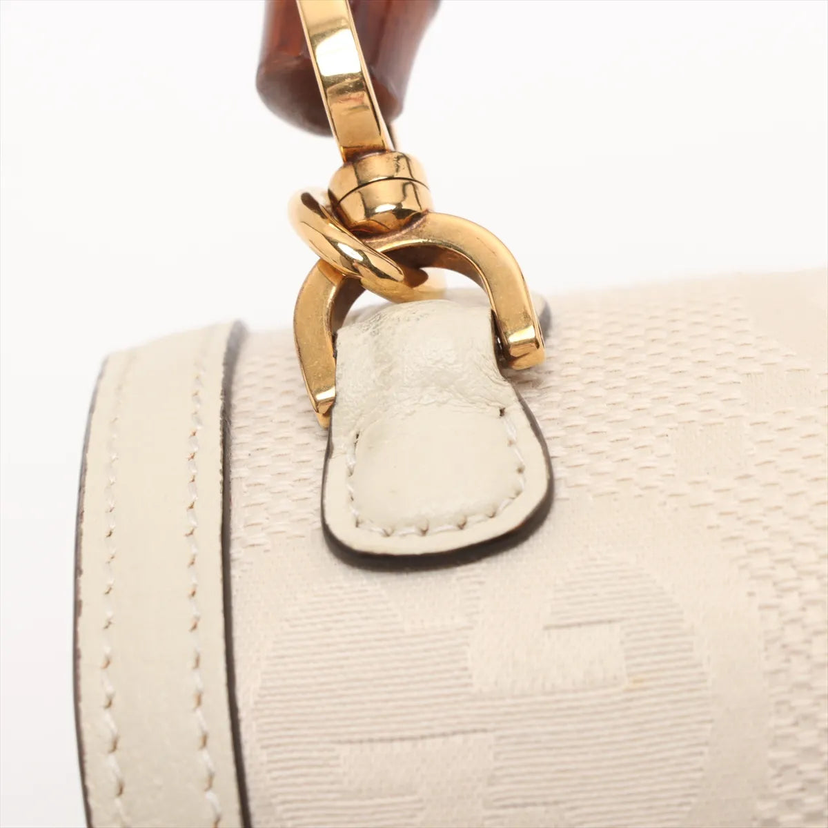 Gucci Jumbo GG Bamboo Canvas Leather Two-Way Shoulder Bag Beige