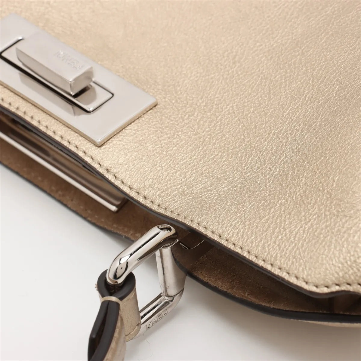 Fendi Peekaboo Soft Medium Leather Handbag Gold