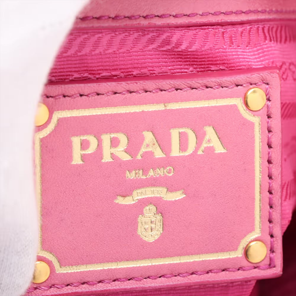 Prada Tessuto Nylon Leather Two-Way Handbag Pink