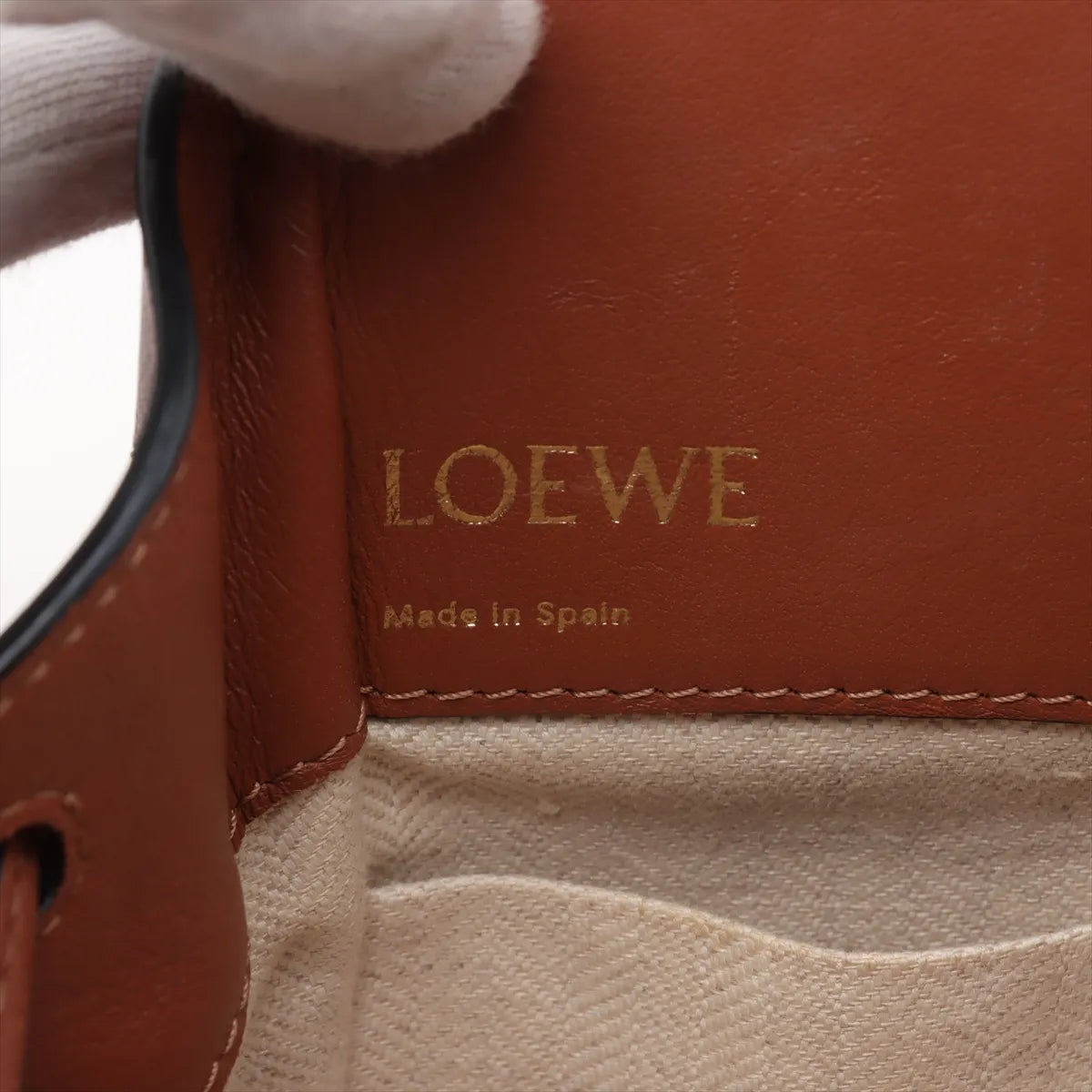 Loewe Hammock Mini Leather Canvas Two-Way Shoulder Bag Beige x Brown