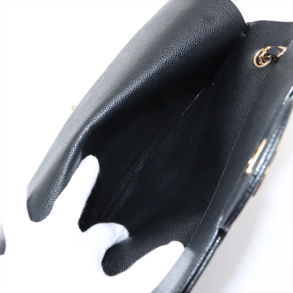 Chanel Demakamatrasse 30 Large Caviar Skin Double Flap Double Chain Bag Black