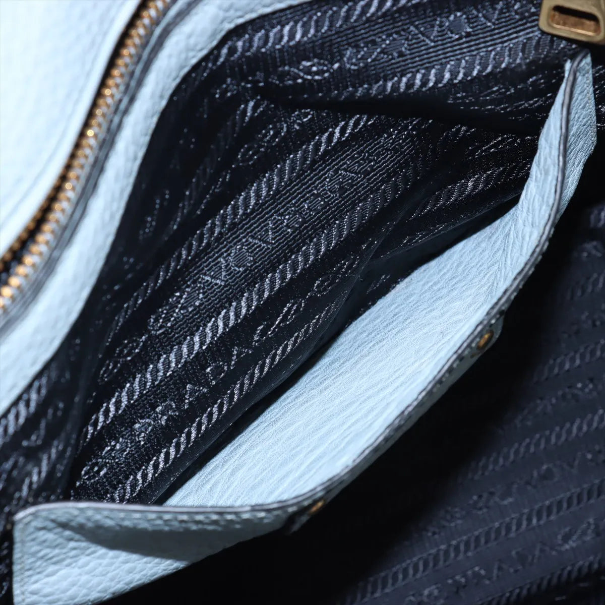 Prada Vitello Daino Leather Tote Bag Light Blue