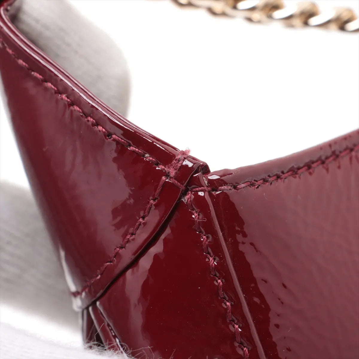 Gucci Jackie Notte Patent Leather Chain Shoulder Bag Red Lacquer