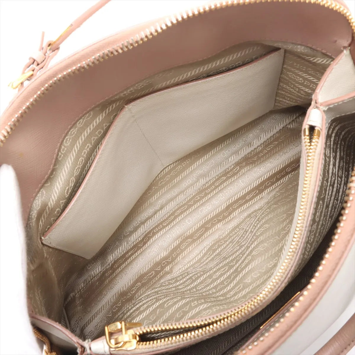 Prada Saffiano Lux Leather Two-tone Handbag Pink x White