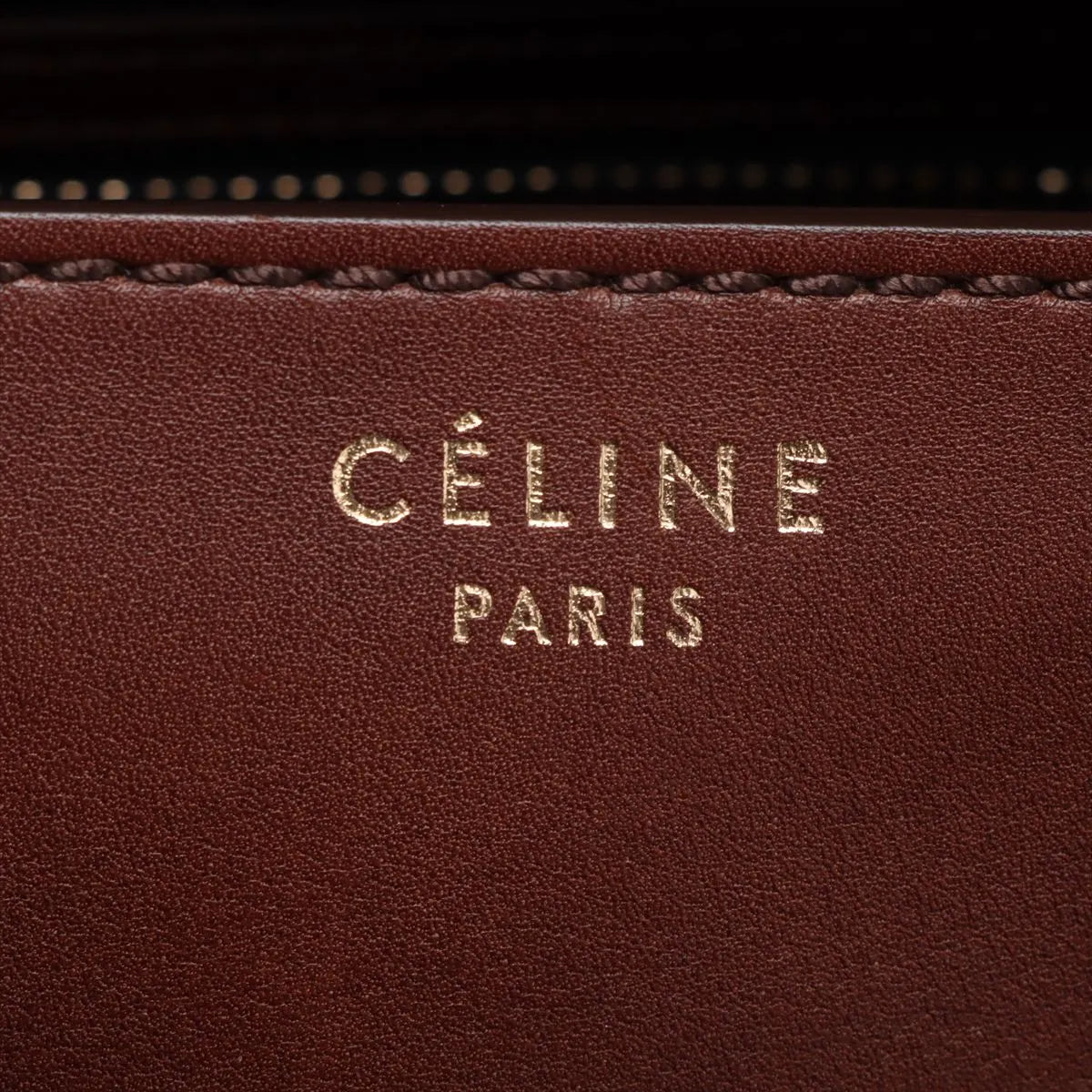Celine Luggage Mini Shopper Leather Handbag Navy x Brown
