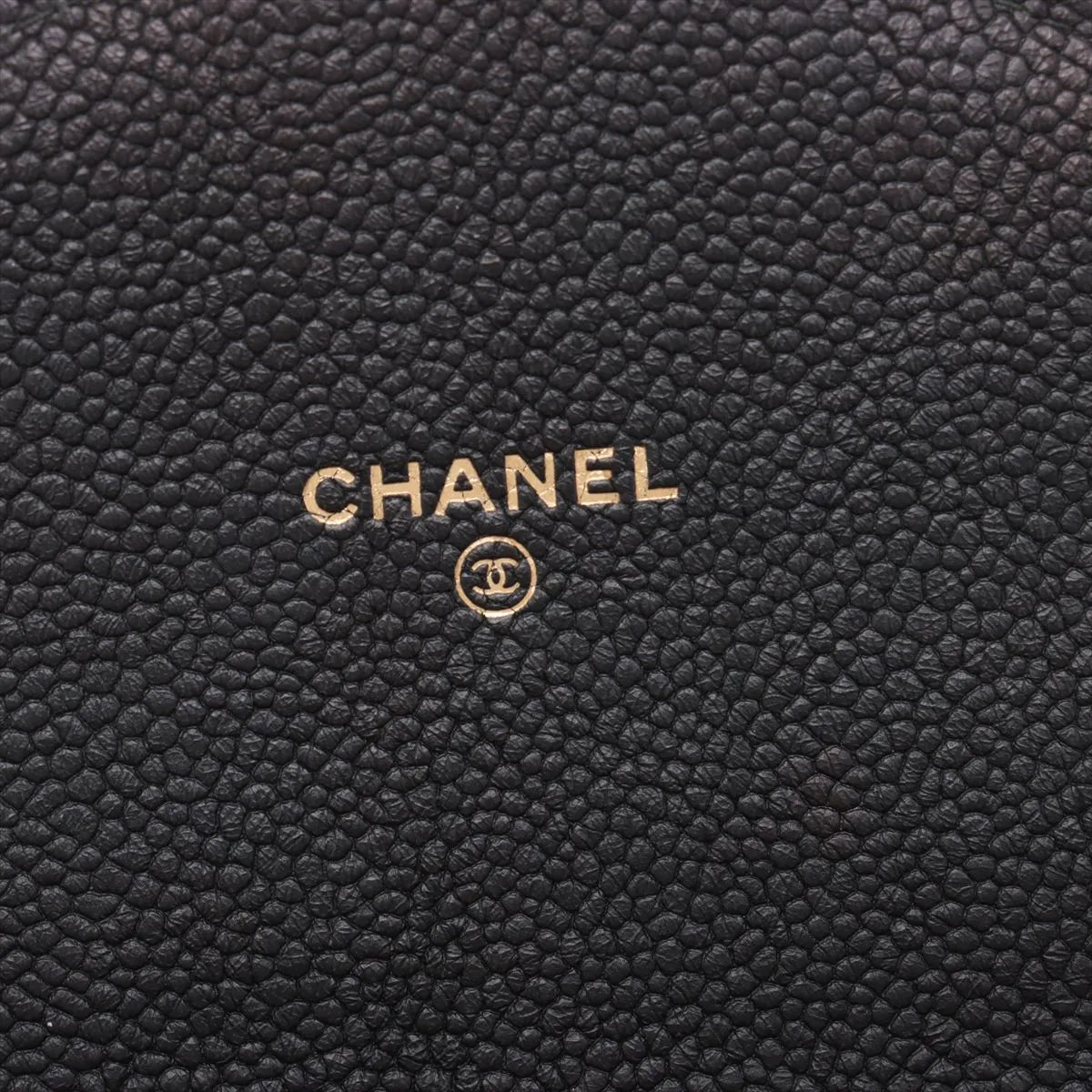 Chanel CC Logo Caviar Skin Chain Wallet Bag Black