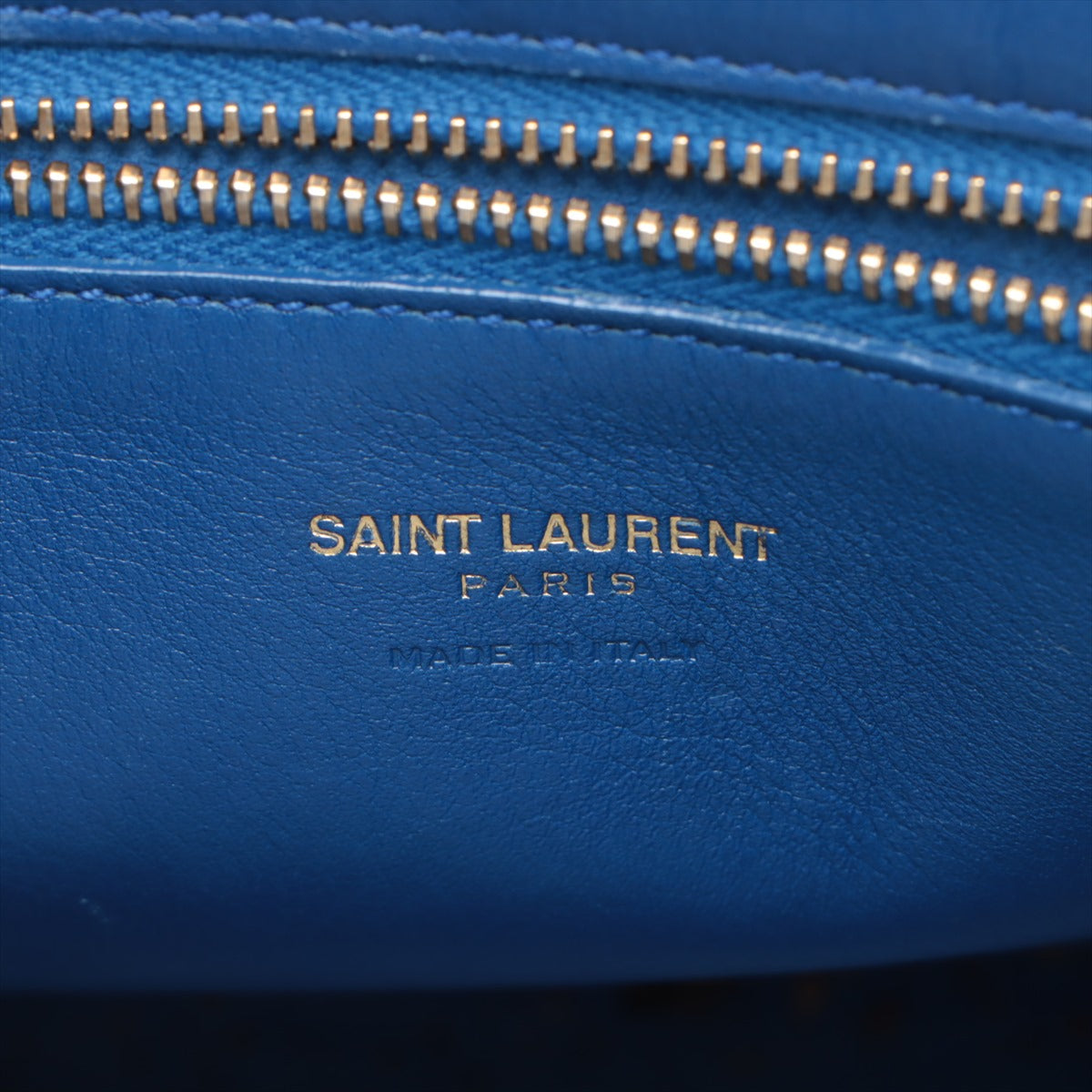 Saint Laurent Paris Cabas Leather Two Way Handbag Blue