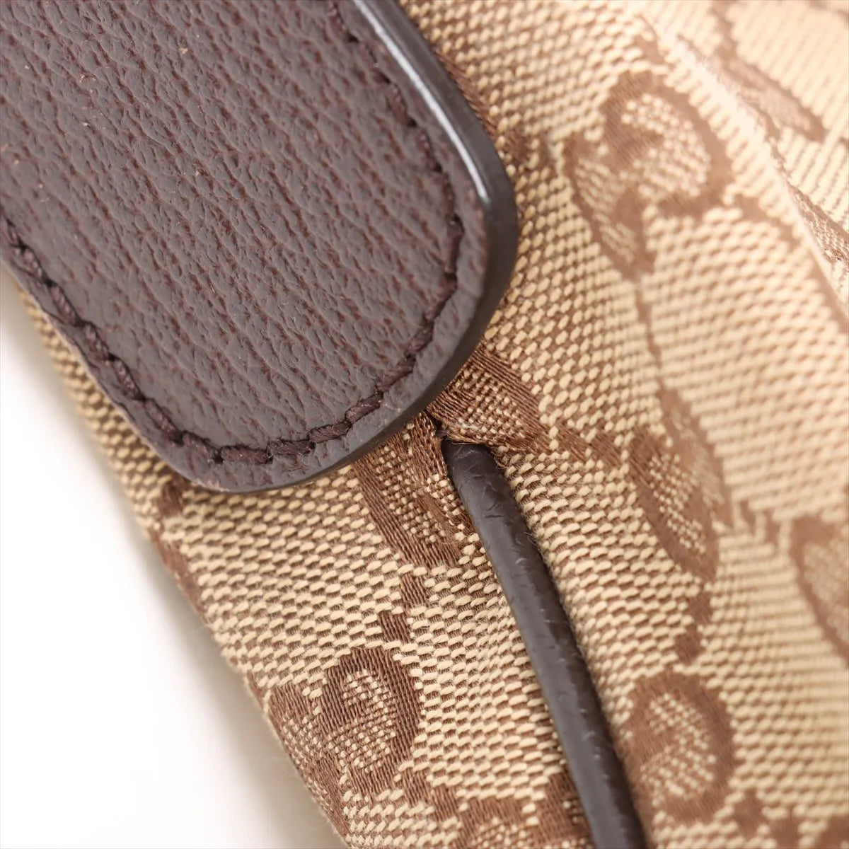 Gucci GG Canvas Leather Shoulder Bag Beige