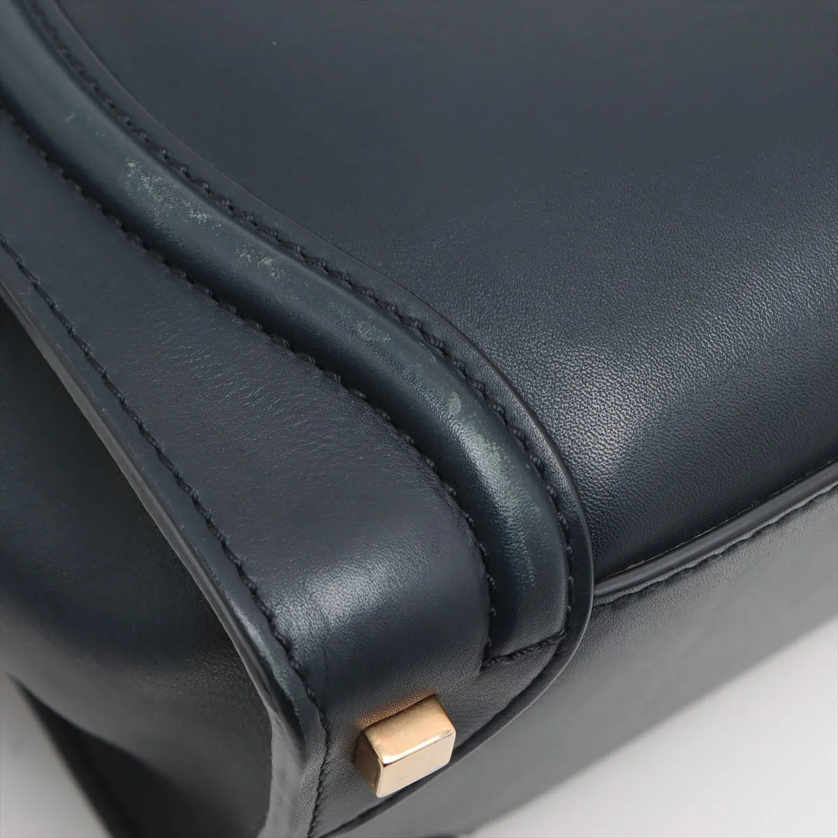 Celine Luggage Micro Shopper Leather Hand bag Navy Blue