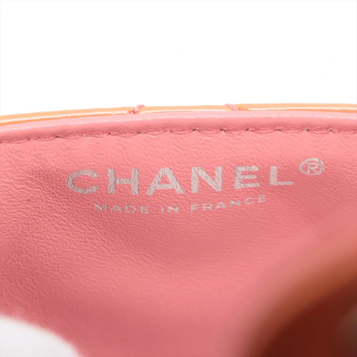 Chanel CC Logo Chevron Patent Leather Single Flap Double Chain Bag Salmon x Pink