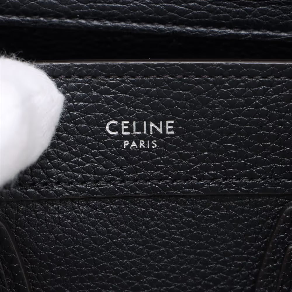 Celine Luggage Nano Shopper Leather Two-Way Handbag Black