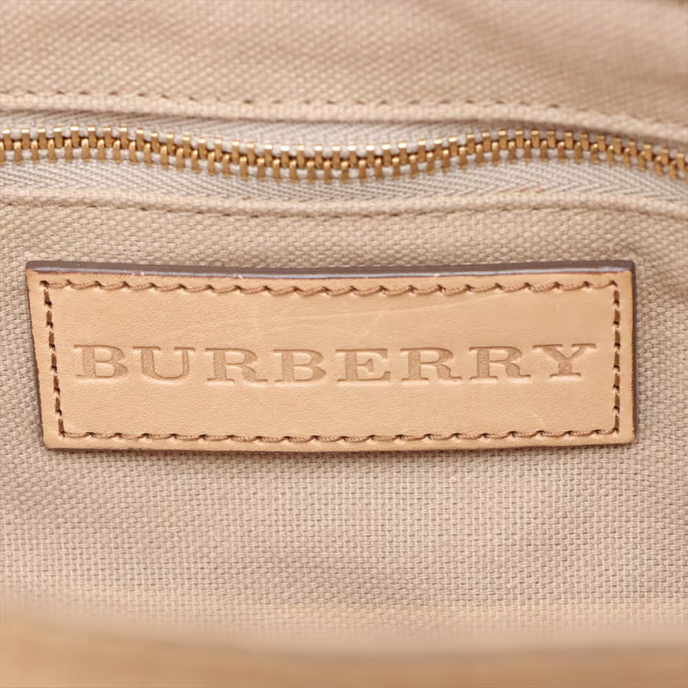 Burberry Nova Check Canvas Leather Two-Way Handbag Beige