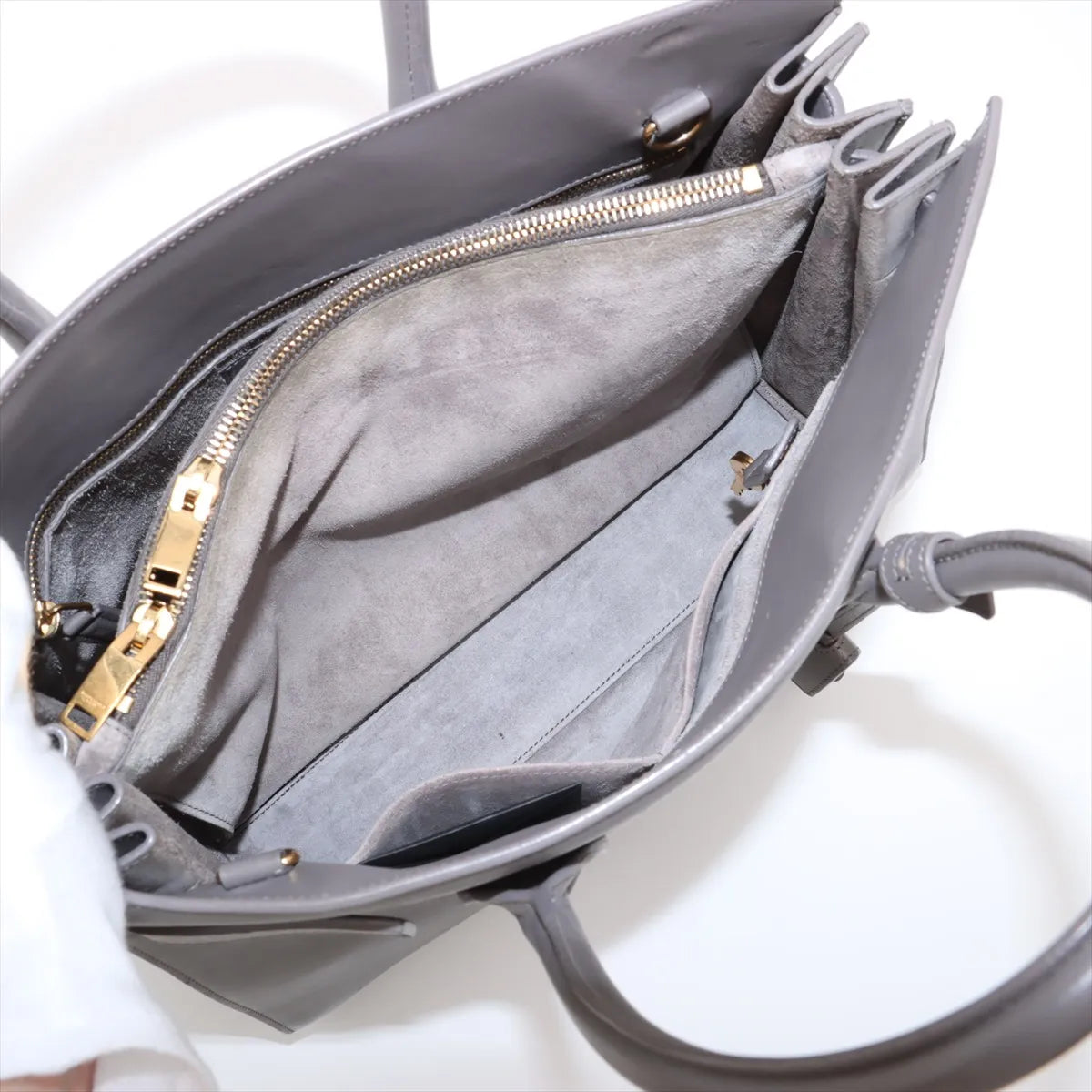 Saint Laurent Paris Sac de Jour Leather Two-Way Handbag Gray