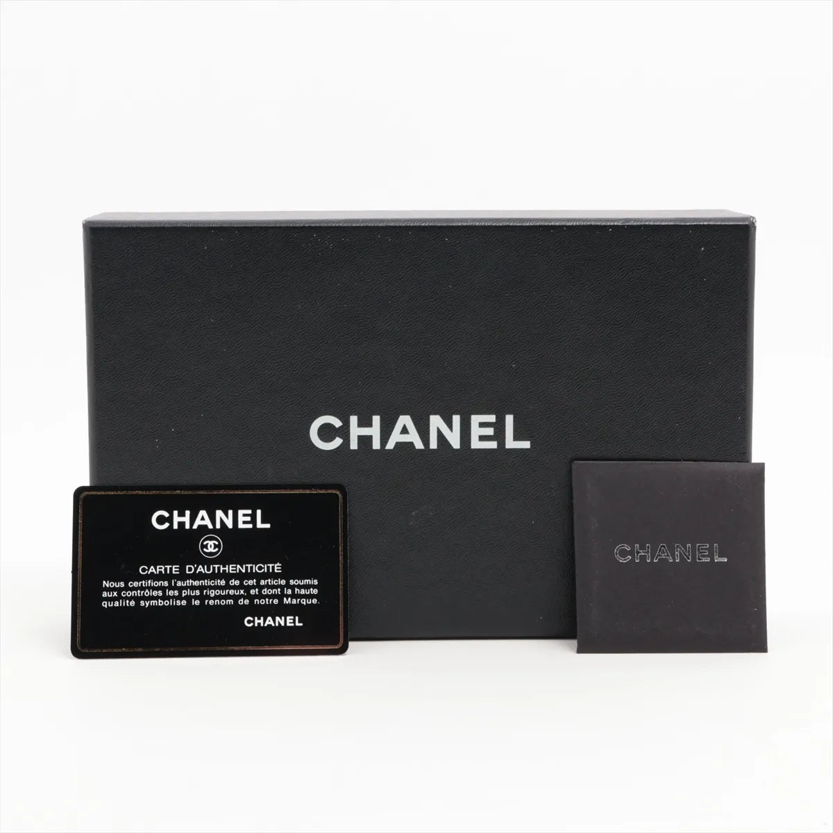 Chanel CC Logo Button Leather Long Wallet Black