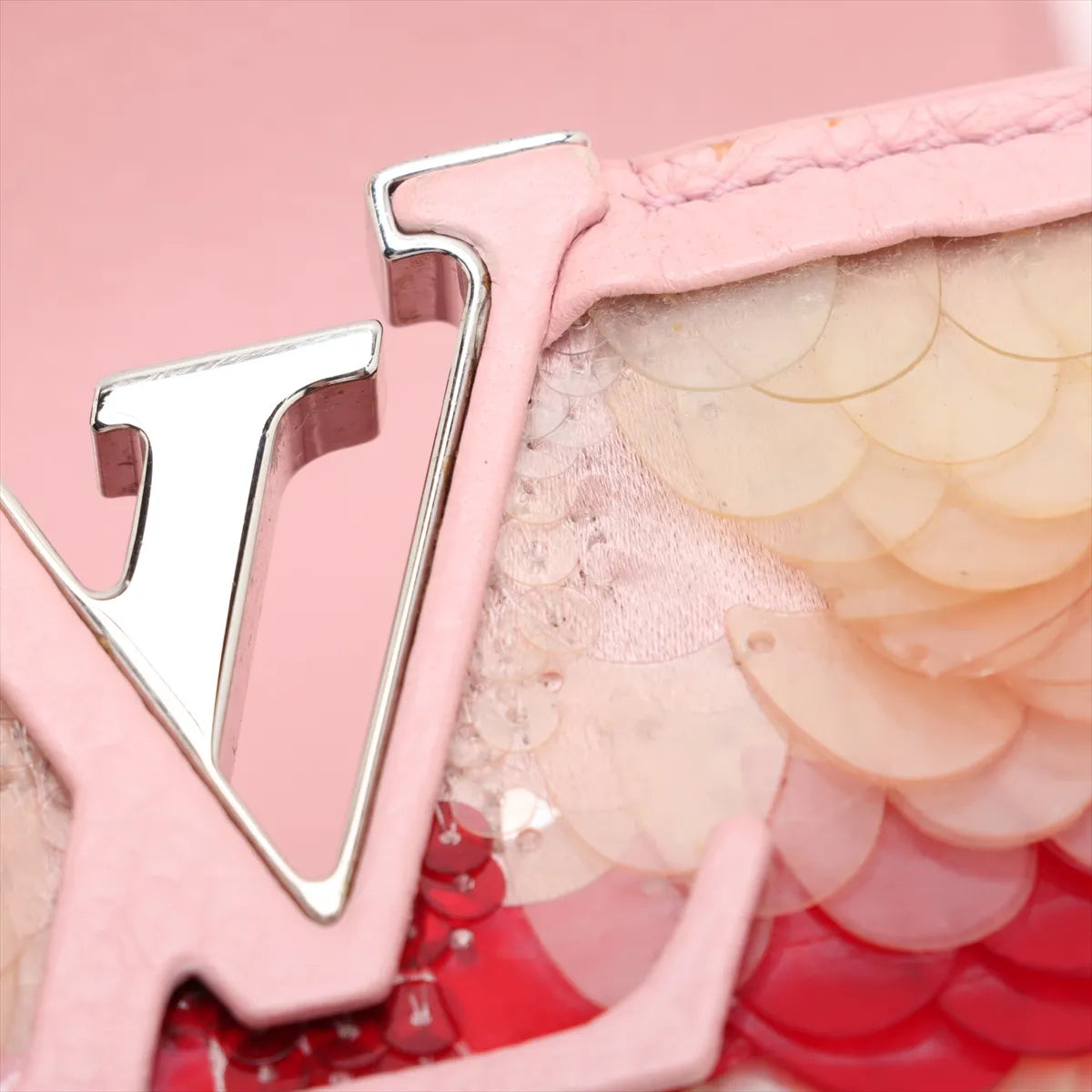 Louis Vuitton Taurillon Capucines Mini Sequins Shoulder Bag Pink x Red