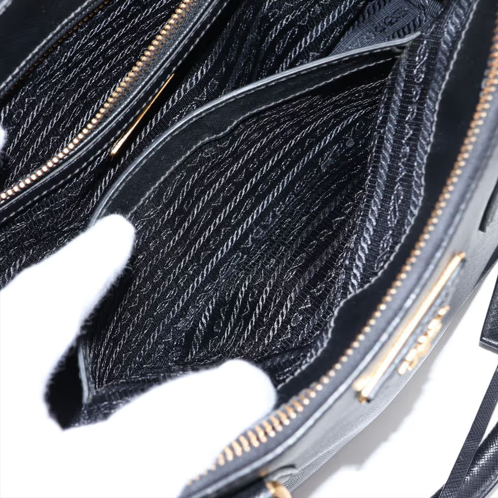 Prada Saffiano Galeria Leather Two-Way Handbag Black