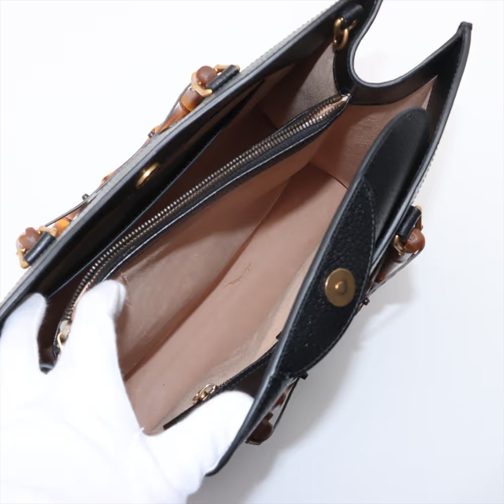 Gucci Bamboo Diana Pigskin Two-Way Handbag Black