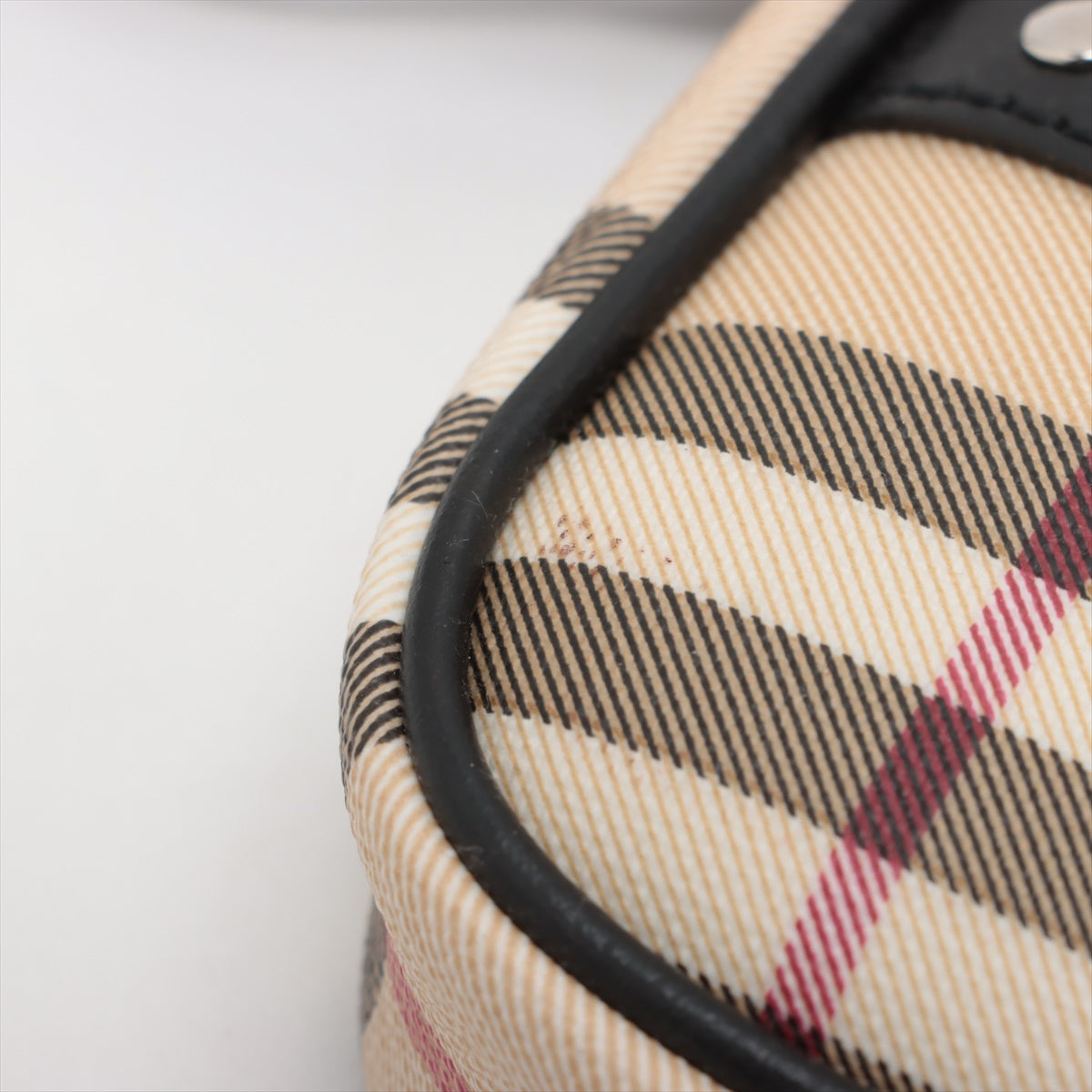 Burberry Nova Check Leather Baguette Bag Beige×Black