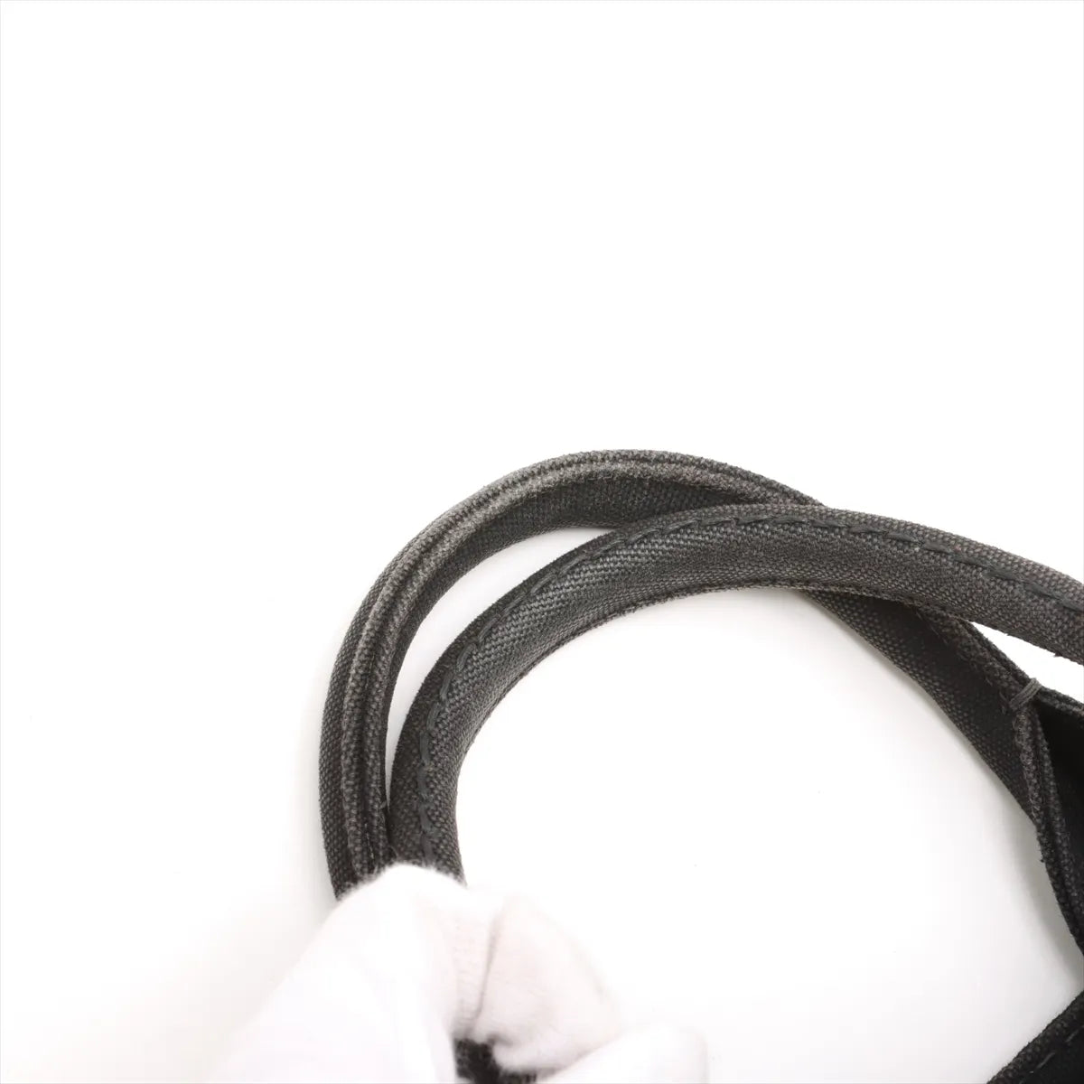 Prada Canapa Canvas x Leather Two-Way Handbag Black